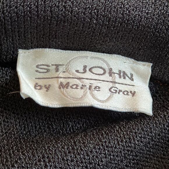 St. John by Marie Gray black knit double breasted cropped jacket - Picture 8 of 12